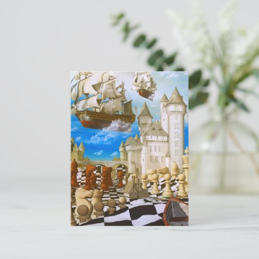 Chess Art surreal Postkarte (Stehend Vorderseite)