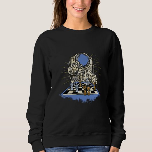 chess board king game queen space spaceman sweatshirt (Vorderseite)