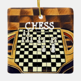 CHESS BOARD STYLE KERAMIKORNAMENT