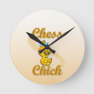 Chess Chick Runde Wanduhr