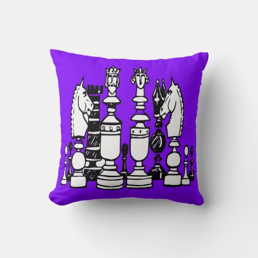 Chess decor pillow black white purple pillow kissen (Vorderseite)