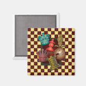 Chess Design King Queen Knight Bishop Pawn Magnet (Vorderseite/Rückseite)