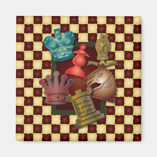 Chess Design King Queen Knight Bishop Pawn Magnet (Vorne)