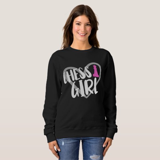 Chess Girl Heart Chess Player Sweatshirt (Vorne ganz)