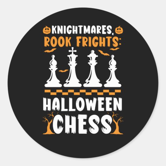Chess Halloween Trick oder Treten Schachspieler Sc Runder Aufkleber (Vorderseite)