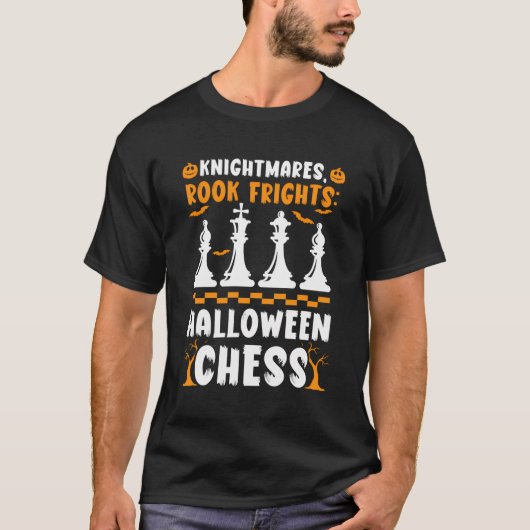 Chess Halloween Trick oder Treten Schachspieler Sc T-Shirt (Vorderseite)