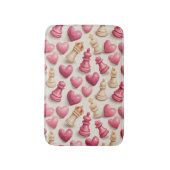 Chess & Hearts Valentines Pattern Badematte (Vorderseite Vertikal)