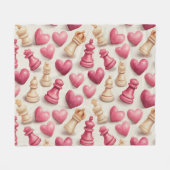 Chess & Hearts Valentines Pattern Fleecedecke (Vorderseite (Horizontal))