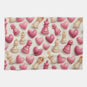 Chess & Hearts Valentines Pattern Geschirrtuch (Horizontal)