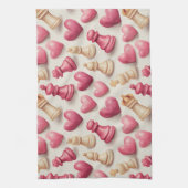 Chess & Hearts Valentines Pattern Geschirrtuch (Vertikal)