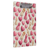 Chess & Hearts Valentines Pattern Klemmbrett (Rechts)