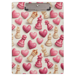 Chess & Hearts Valentines Pattern Klemmbrett