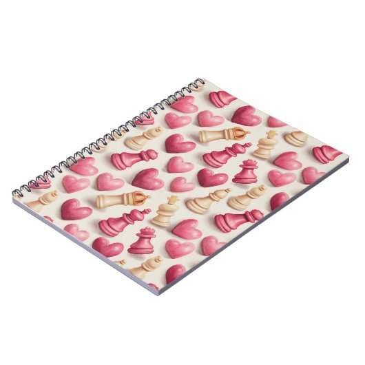 Chess & Hearts Valentines Pattern Notizblock (Linke Seite)
