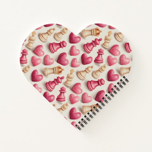 Chess & Hearts Valentines Pattern Notizblock (Rückseite)