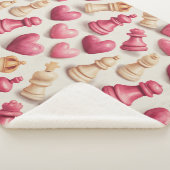 Chess & Hearts Valentines Pattern Sherpadecke (3/4)