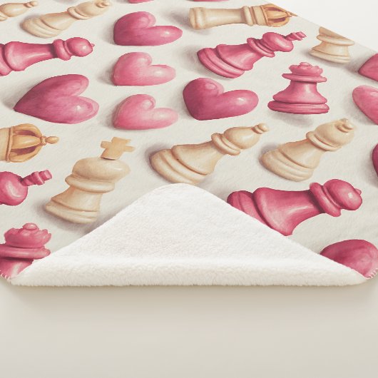 Chess & Hearts Valentines Pattern Sherpadecke (3/4)