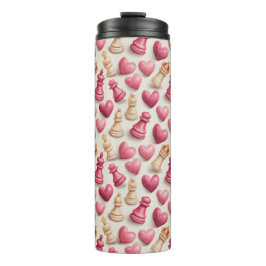 Chess & Hearts Valentines Pattern Thermosbecher