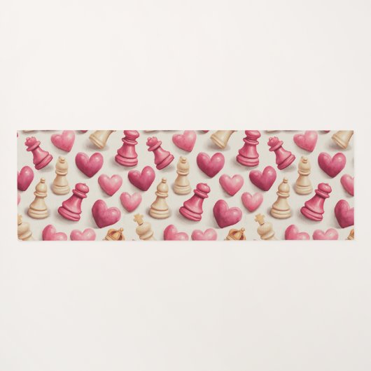 Chess & Hearts Valentines Pattern Yogamatte (Rückseite (Horizontal))
