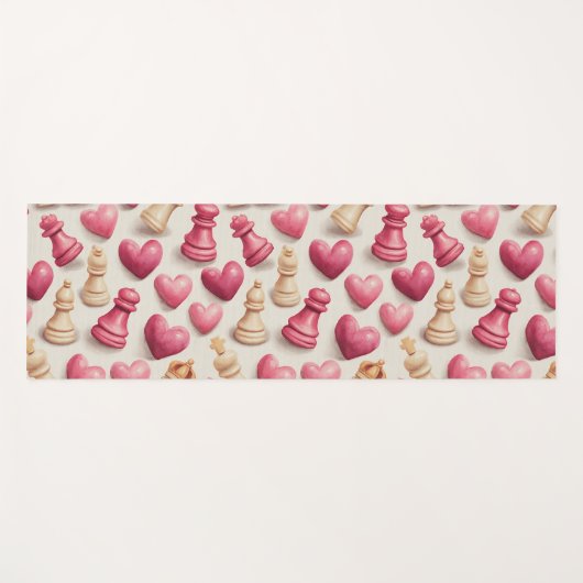 Chess & Hearts Valentines Pattern Yogamatte (Vorderseite (Horizontal))