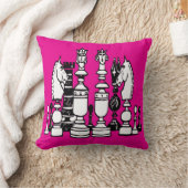 Chess hot pink decor pillow black white pillow kissen (Decke)