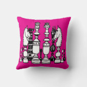 Chess hot pink decor pillow black white pillow kissen (Rückseite)