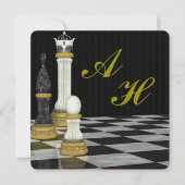 Chess Inspired Monogrammed Invitation Einladung (Vorderseite)
