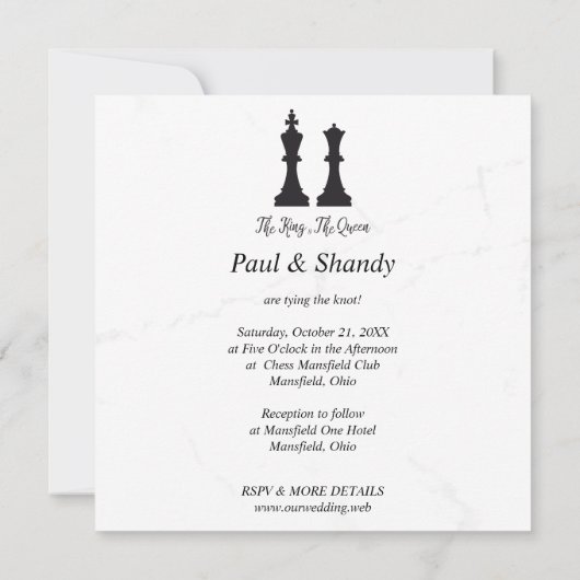 Chess King and Queen Pieces Wedding Design (Rückseite)