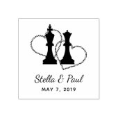 Chess King and Queen Pieces Wedding Design Gummistempel (Prägung)