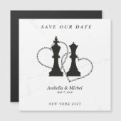 Chess King and Queen Pieces Wedding Design Magnetkarte (Vorne/Hinten)