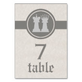 Chess King and Queen Wedding Table Card, Gray Tischnummer (Rückseite)