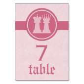 Chess King and Queen Wedding Table Card, Pink Tischnummer (Rückseite)