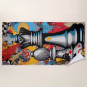 Chess King Pop Art Strategy Design Strandtuch (Vorderseite)