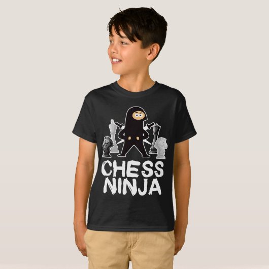 Chess Ninja Geek Board Game Master Checkmate T-Shirt (Vorne ganz)