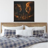 Chess of Kings – Lion vs Tiger Strategic Art Leinwanddruck (Insitu (Schlafzimmer))