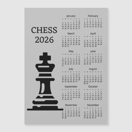Chess Piece King 2026 Calendar Magnetic Card Magnetkarte (Vorderseite)