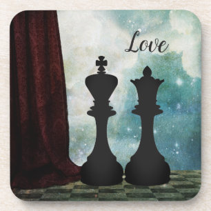 Chess Piece King und Queen Liebe Paare Getränkeuntersetzer