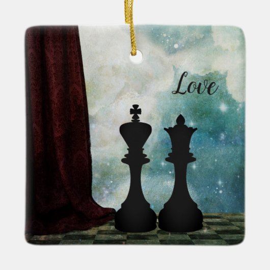 Chess Piece King und Queen Liebe Paare Keramikornament (Vorderseite)