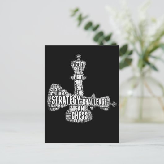 Chess Piece Words Strategy Challenge Board Postkarte (Stehend Vorderseite)