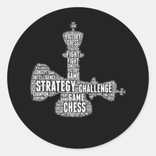 Chess Piece Words Strategy Challenge Board Runder Aufkleber