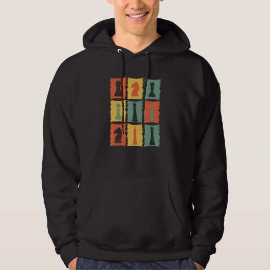 Chess Pieces Retro Graphic Chess Chess Hoodie (Vorderseite)
