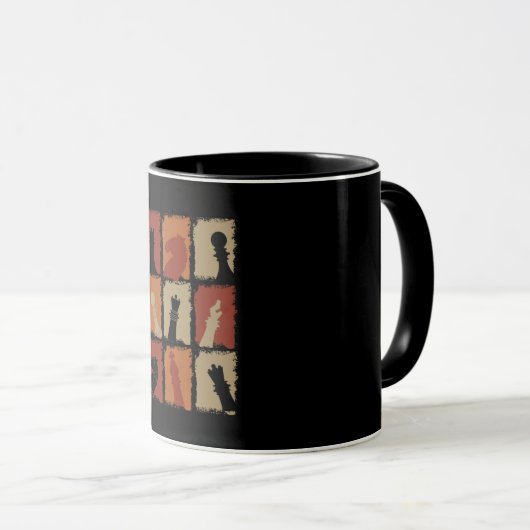 Chess Pieces Retro Tasse (VorderseiteRechts)
