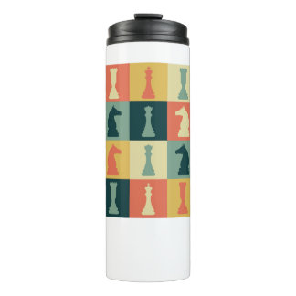 Chess Pieces Vintage Retro Checkmate Board Gift Thermosbecher