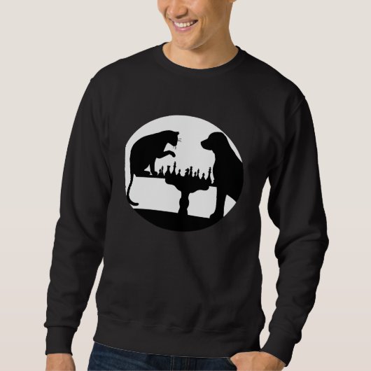 Chess Player Dog Cat Chess Motif Sweatshirt (Vorderseite)