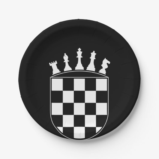 Chess Player Ohrs for Croats Croatian Flag Chess Pappteller (Vorderseite)