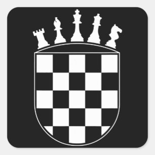 Chess Player Ohrs for Croats Croatian Flag Chess Quadratischer Aufkleber