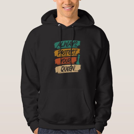 Chess Queen Protect Funny Chess Player Pun Quote Hoodie (Vorderseite)