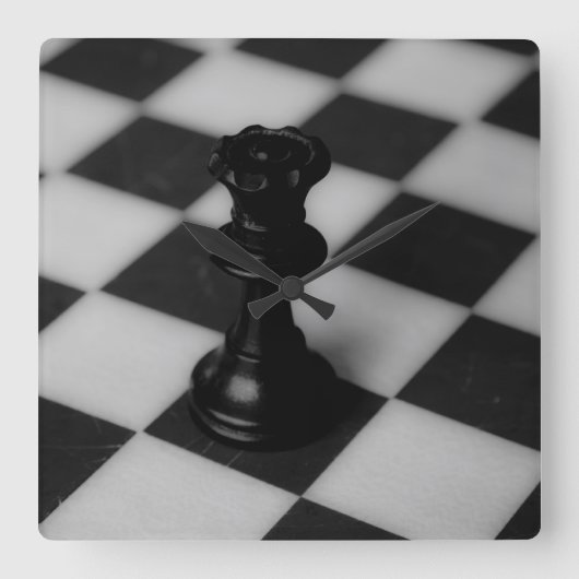 Chess queen quadratische wanduhr (Vorderseite)