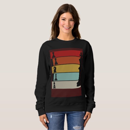 Chess Retro Player Chess Board Sweatshirt (Vorne ganz)