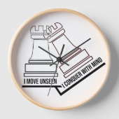 Chess Rook Wall Clock – "I Move Unseen, I Conquer  Uhr (Vorderseite)