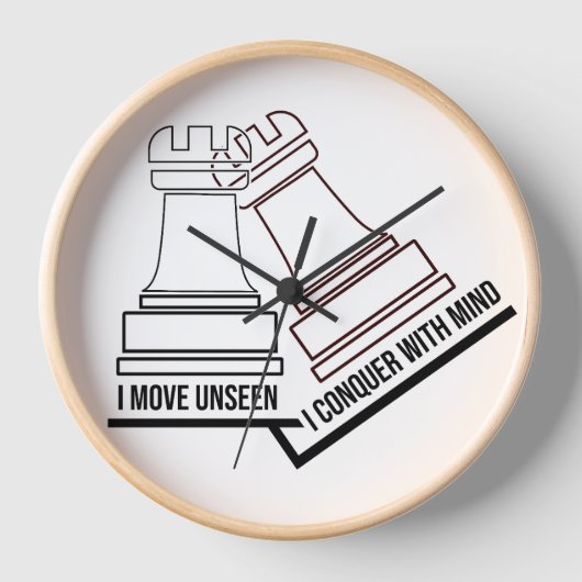 Chess Rook Wall Clock – "I Move Unseen, I Conquer  Uhr (Vorderseite)